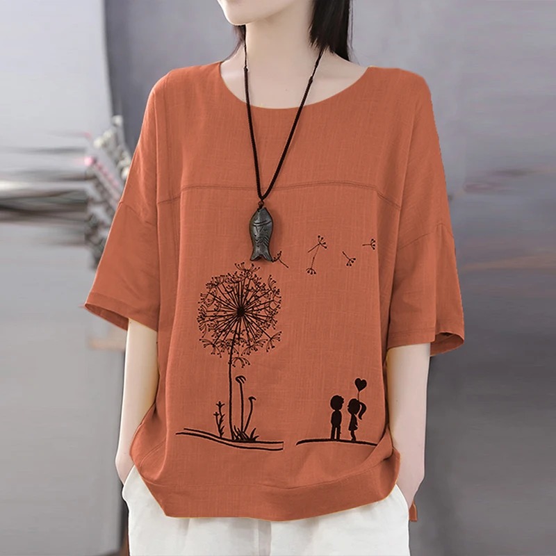 Женская блузка с цветочным принтом круглым вырезом и рукавом 2021 | одежда