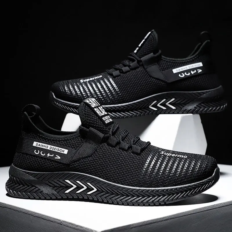 Весенние мужские кроссовки красного и черного цвета модные для бега спортивные