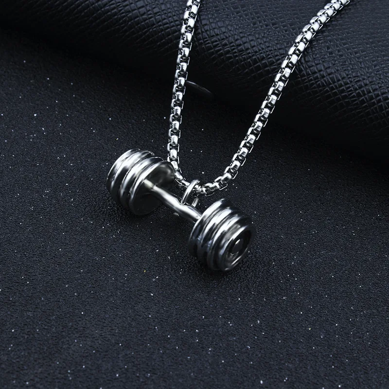 

Fashion Dumbbell Pendant Hip Hop Punk Necklace Stainless Steel Trendy Men&Women Chain Exquisite Gift Jewelry