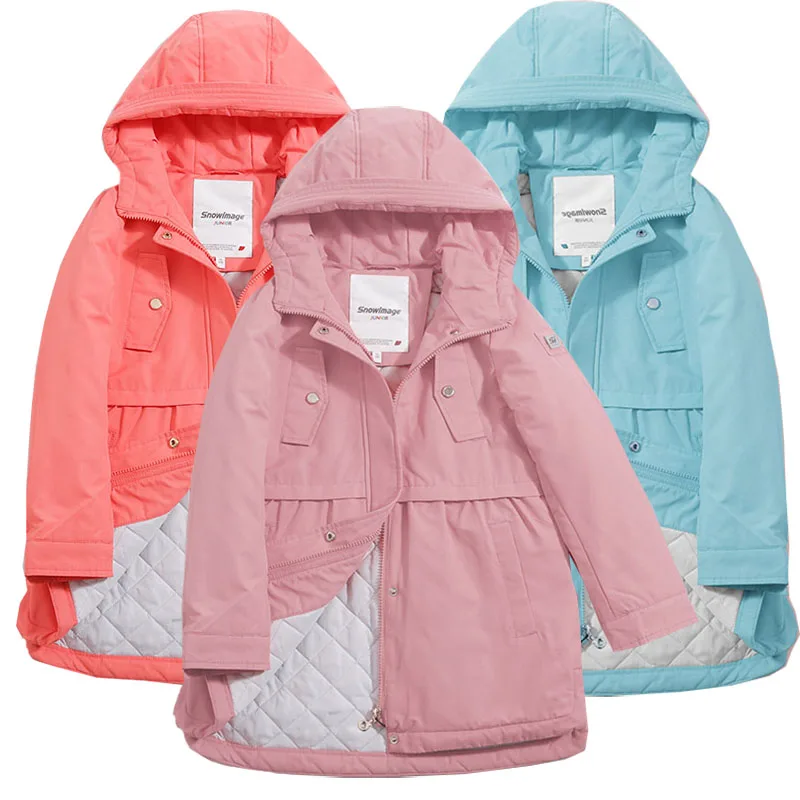 

Jacket for girls 2021 Europe Russia Spring Autumn Thick Parker Coat Blue Pink Red coats with a hood height110-134CM 4A-8A S101