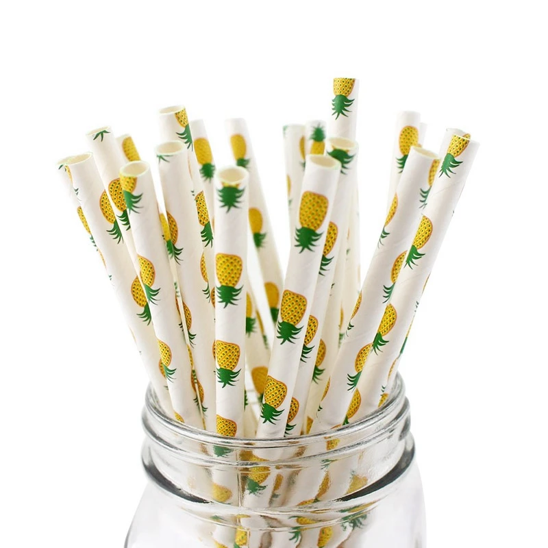 Промо-акция! Ананас Узорчатая бумажная соломинка для питья одноразовая