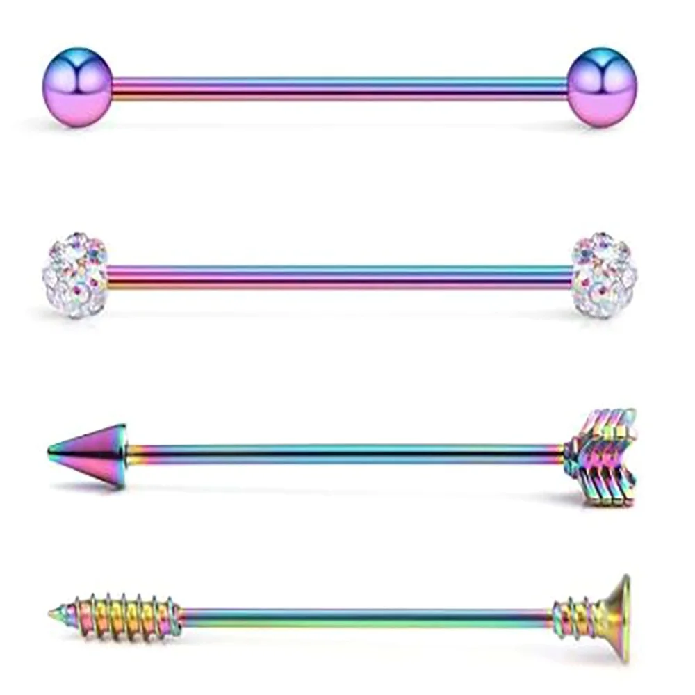 

Промышленные Строительные Леса пирсинг для ушей в форме гантели бар хирургическая Сталь с шариками или конусов