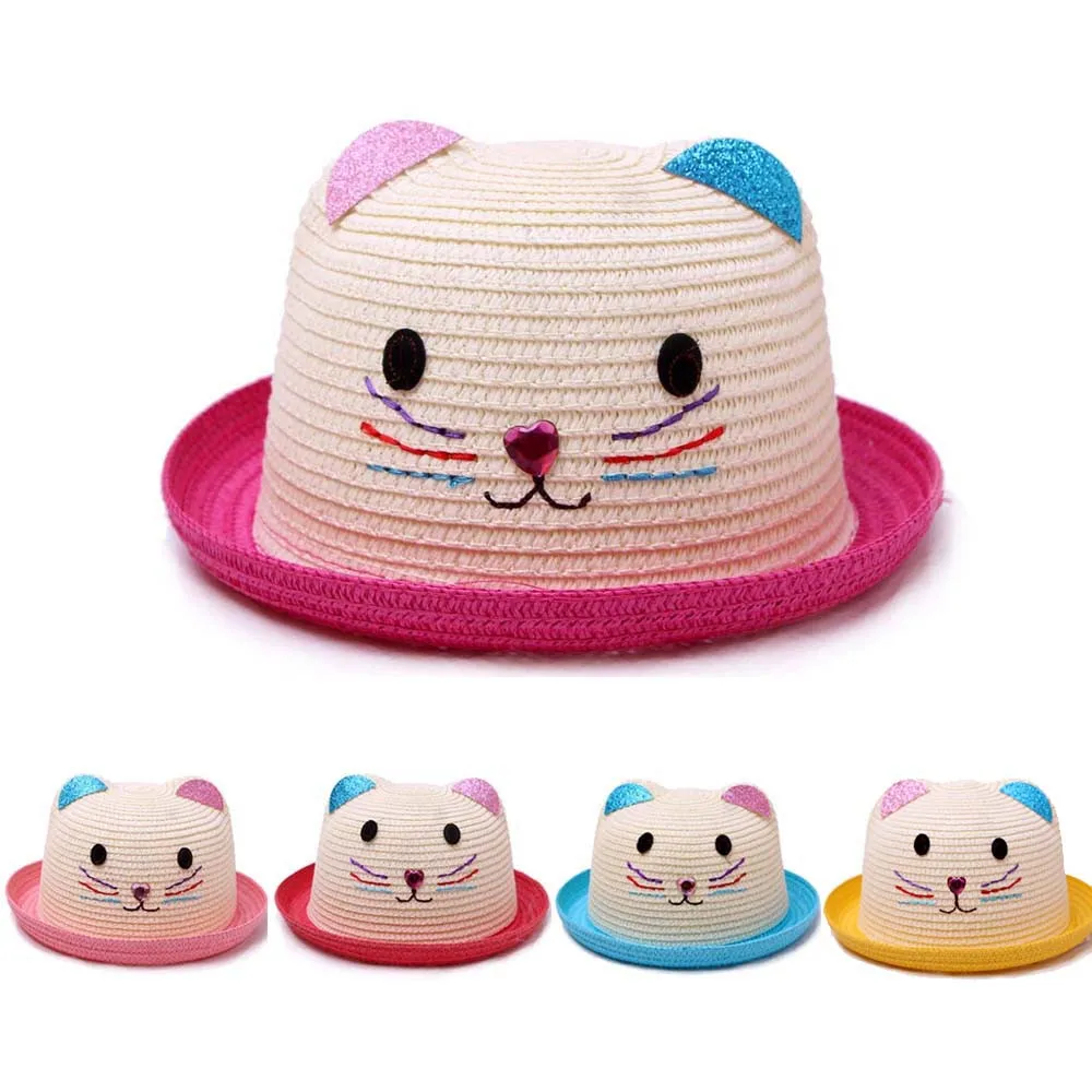 

Summer Baby Hat Cartoon Children Breathable Hat Bonnet Baby Newborn Prop Kids Straw Hats Boy Girls Cap Chapeau Enfant Ete анама