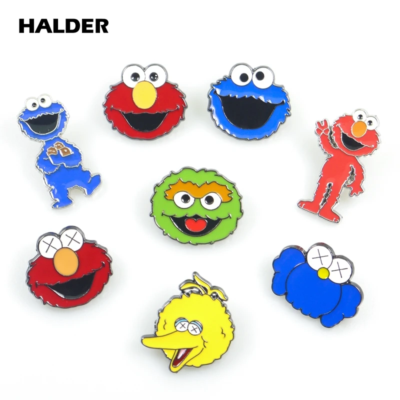 BR0024 halder Улица Сезам Элмо птица Печенья Монстр Оскар Grouch броши-Значки для лацкана одежда значок для рюкзака украшения из джинсы