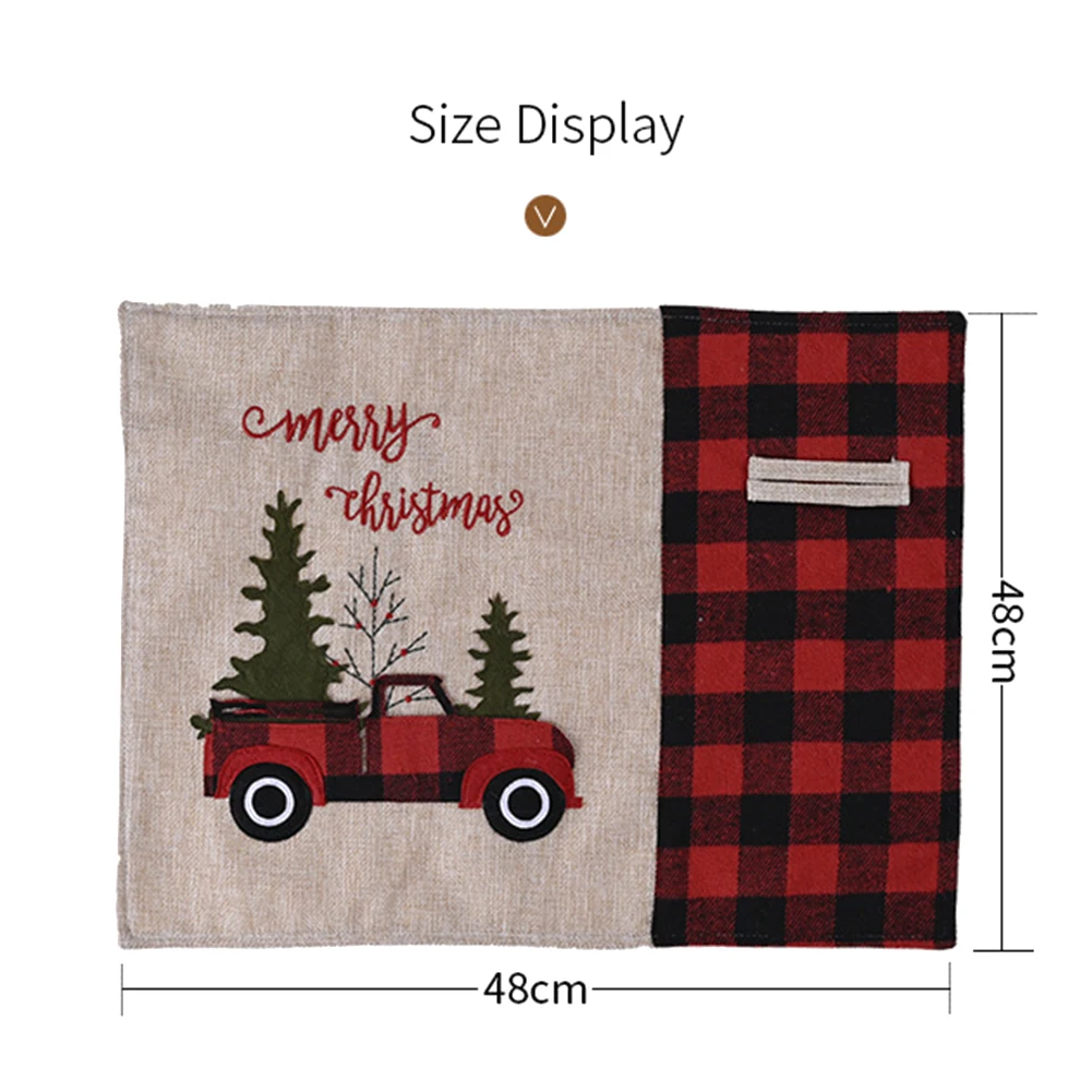 

Xmas Table Mat, Christmas Cartoon Car Pattern Rectangle Placemat for Dining Room, Restaurant, Linen Christmas Decoration