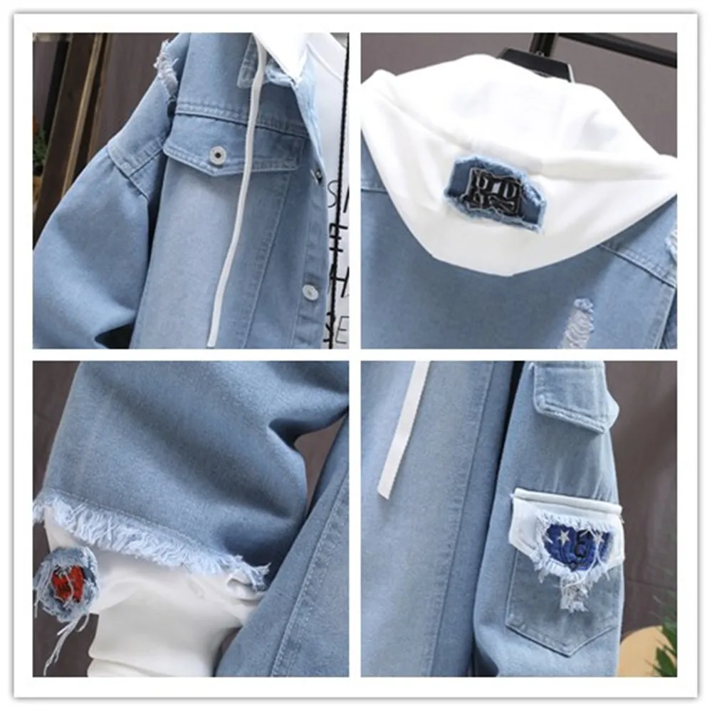 Мужская джинсовая куртка однобортная приталенная с капюшоном весна-осень 2021 |