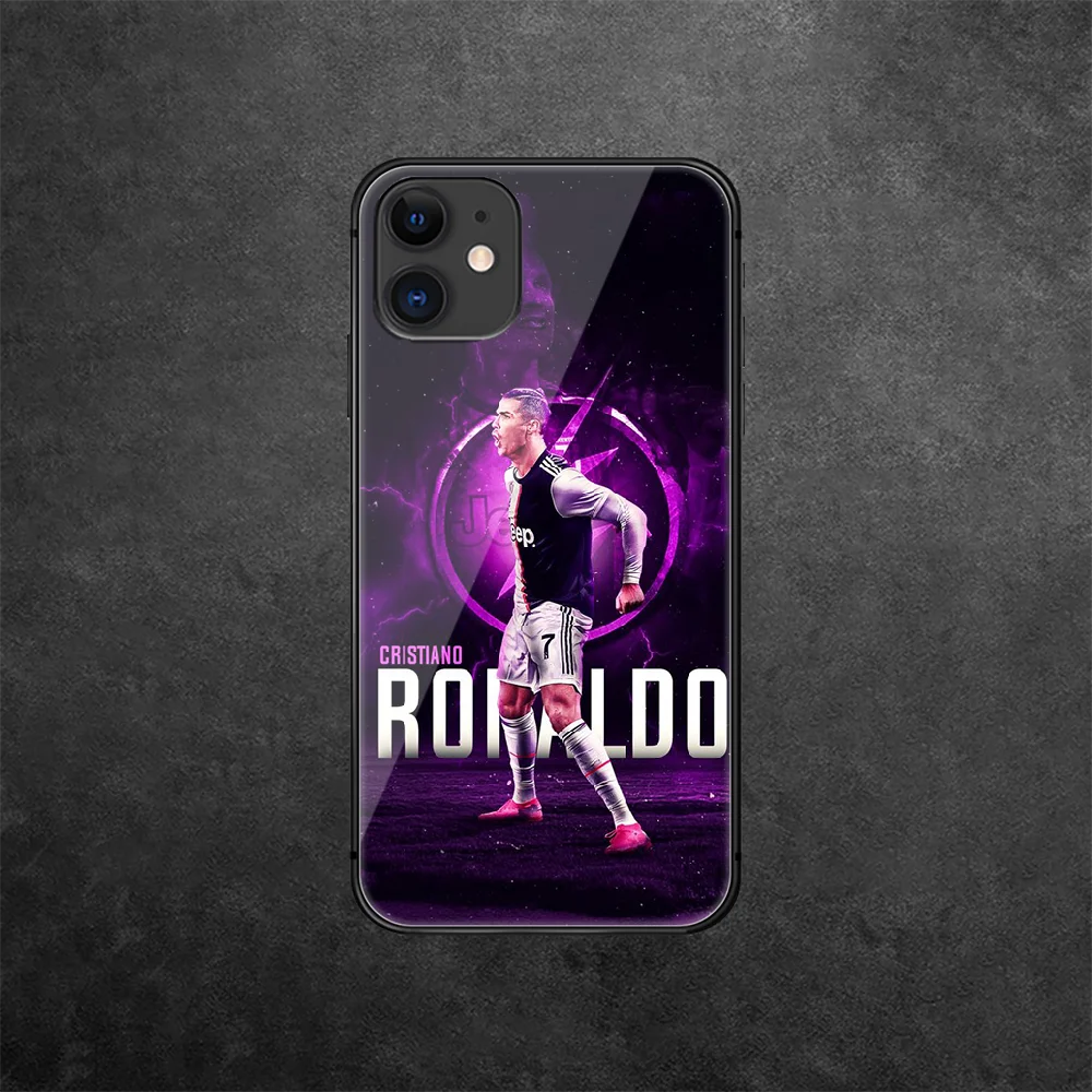 

Cristiano Ronaldo CR7 Tempered Glass Phone Case Cover For IPhone 5 5S 6 6S 7 Plus X Xs Xr Se 2020 11 12 Pro Max Mini Hot Black