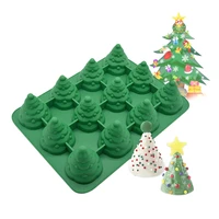3d christmas tree silicone molds cake decorating tools bakeware cupcake dessert chocolate fondant mold green
