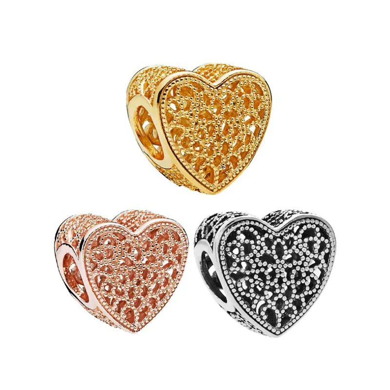 

Подлинные серебряные бусины 925 пробы креативный полый в форме сердца с бусинками в виде сердца, подходят к оригиналу Pandora, браслет для женщин...