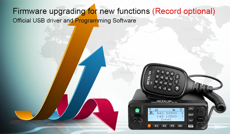 Retevis RT90 DMR цифровое мобильное радио gps СВЧ/УВЧ-трансивер двухдиапазонный 50 Вт Мобильная Автомобильная двухсторонняя радиостанция с программным кабелем