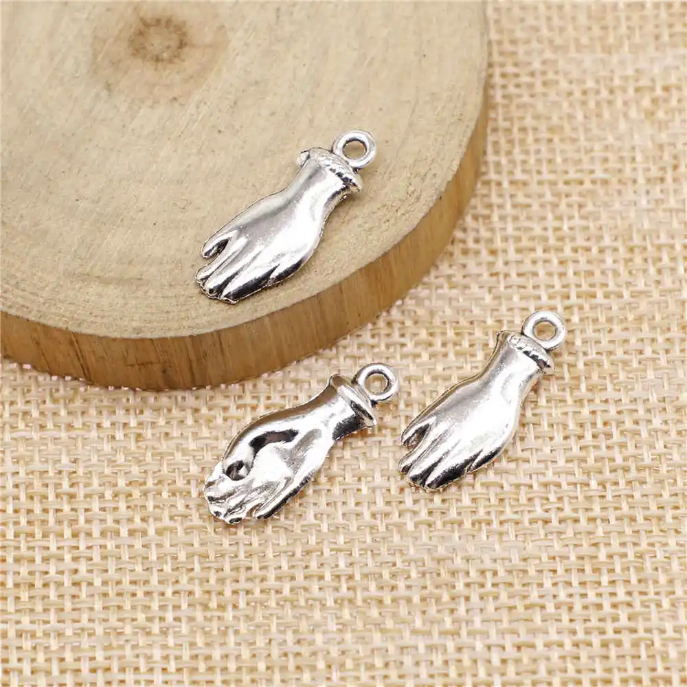 

Jewelery Pendants Making Charms For Jewelry 40pcs Hand Palm Charms 22x8mm Antique Silver Plated