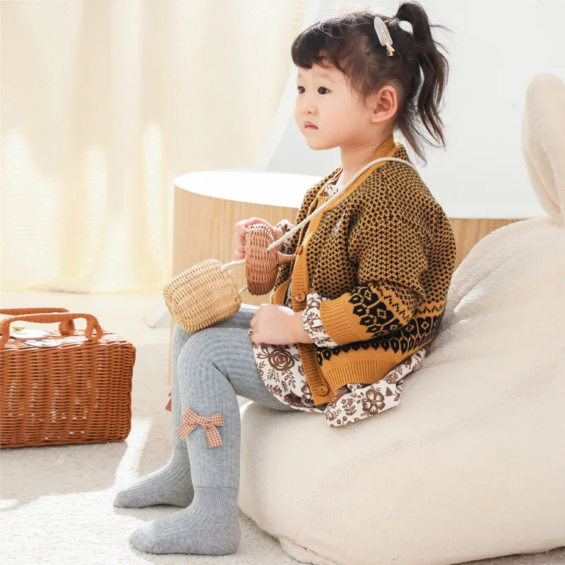 

Super Warm Tights In Winter Cute Bowknot Kids Pantyhose With Fleece Inside Thicken Kids Pantyhose For Baby