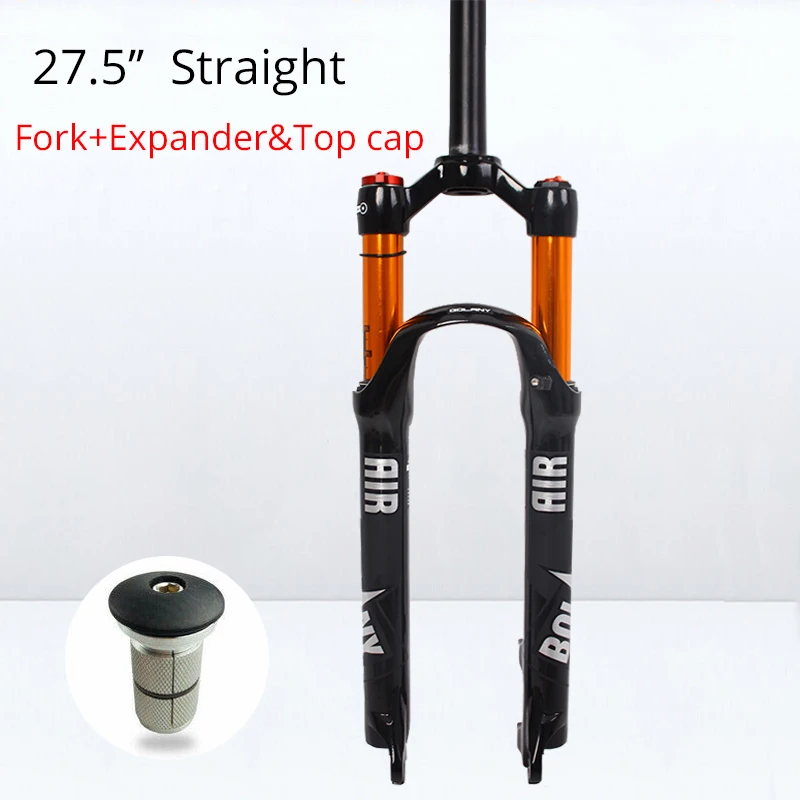 27.5 Straight-TopCap Амортизационная вилка для MTB велосипеда 26/27. 5/2" дисковый тормоз 100 мм для путешествий QR велосипедные воздушные вилки прямые/конические вилка для горного велосипеда - Цвет: 27.5 Straight-TopCap