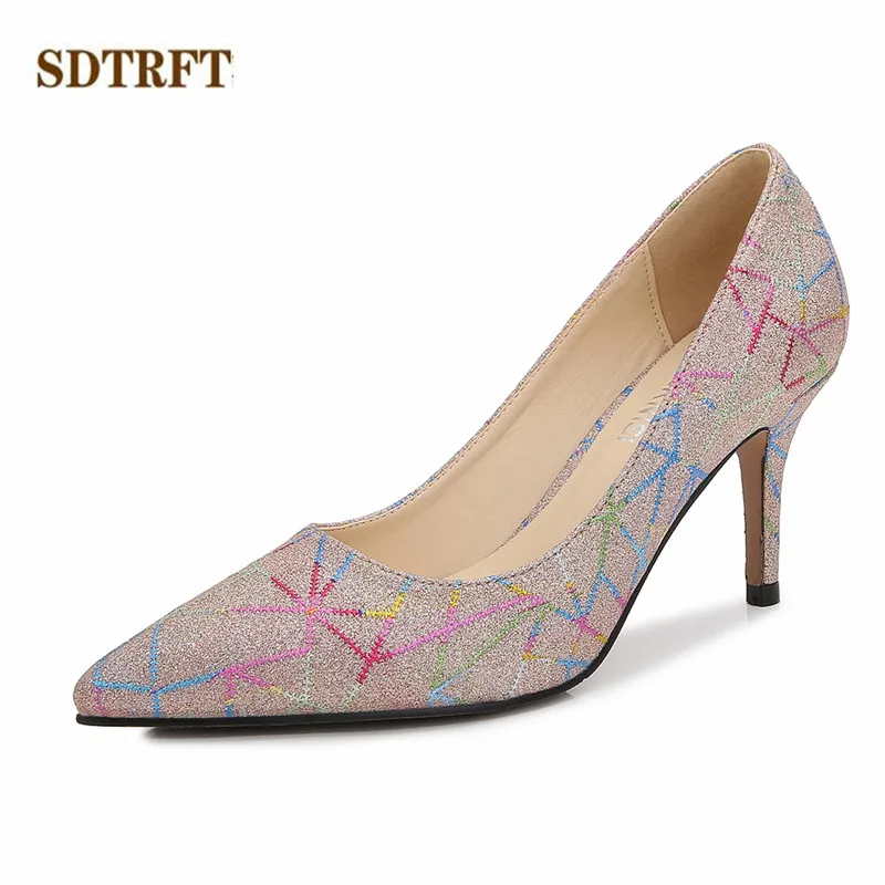Туфли SDTRFT женские с закрытым носком заостренный носок тонкий высокий каблук 8 см