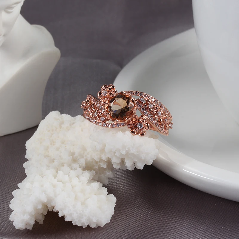 Beiver роскошное женское кольцо на палец из розового золота модное обручальное с