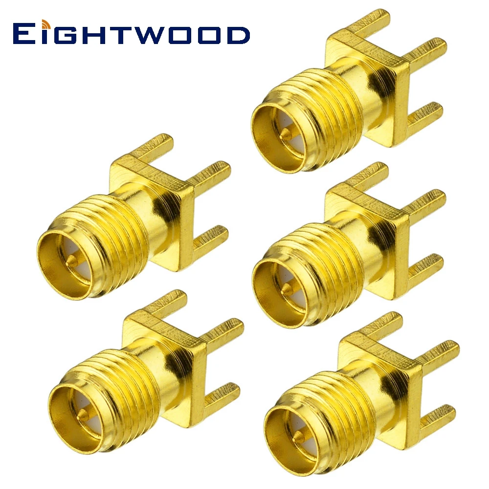 

Eightwood 5PCS RP-SMA Jack Male RF Coaxial Connector Adapter PCB Mount Straight Post Terminal four Stud for Antenna Telecom
