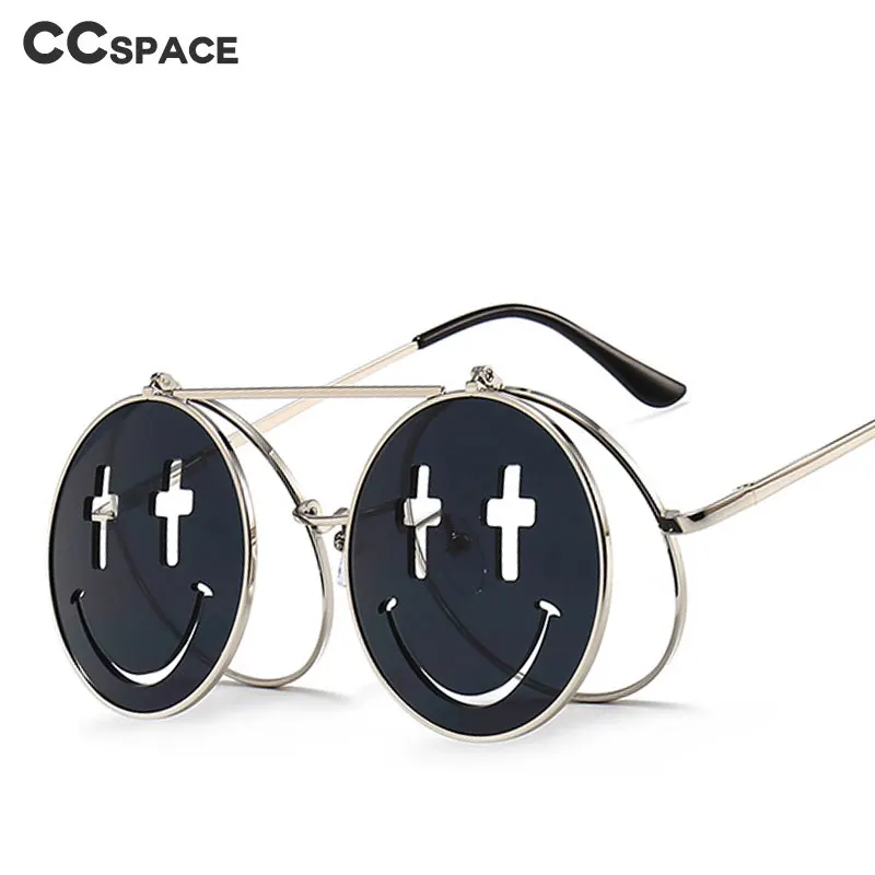 46304 стильные панковские круглые солнцезащитные очки со смайликом мужские и