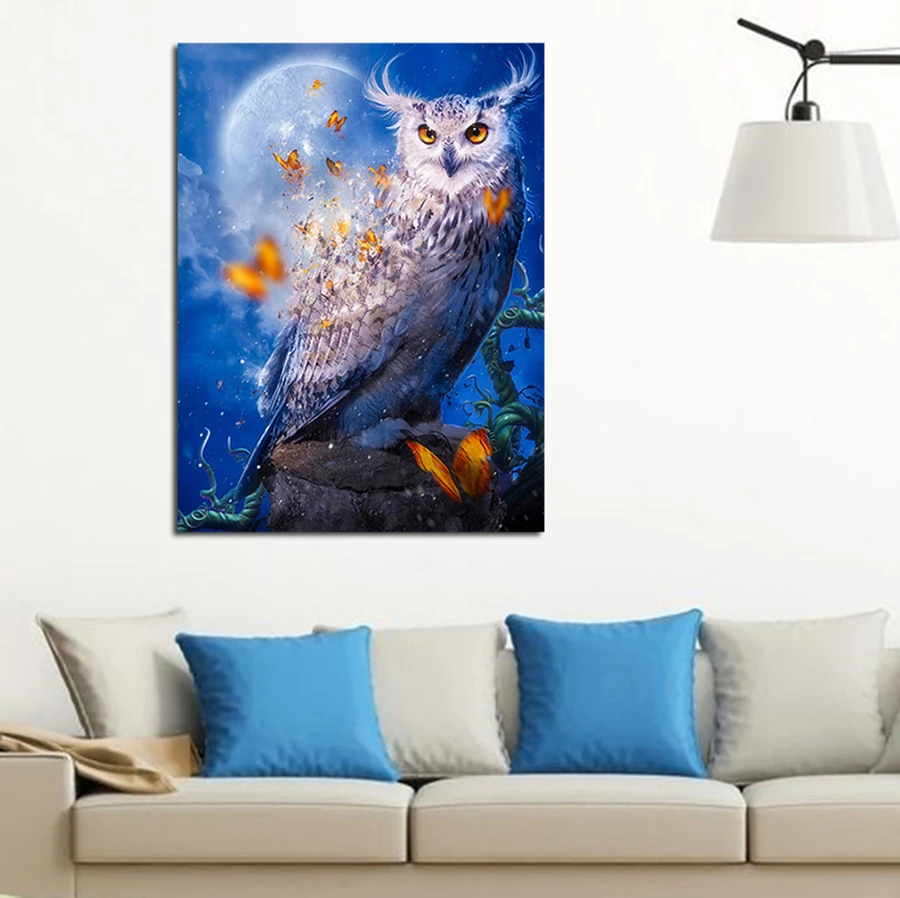 5D Diamond Painting Animal Pattern Full Round Mosaic &quotMidnight Owl&quot Rhinestone Picture Embroidery Sale Home Decor | Дом и сад