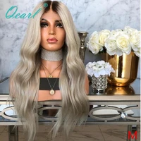 human hair full lace wigs ombre ash blonde grey colored lace front wigs remy hair body wave full wig pre plucked 150 qearl