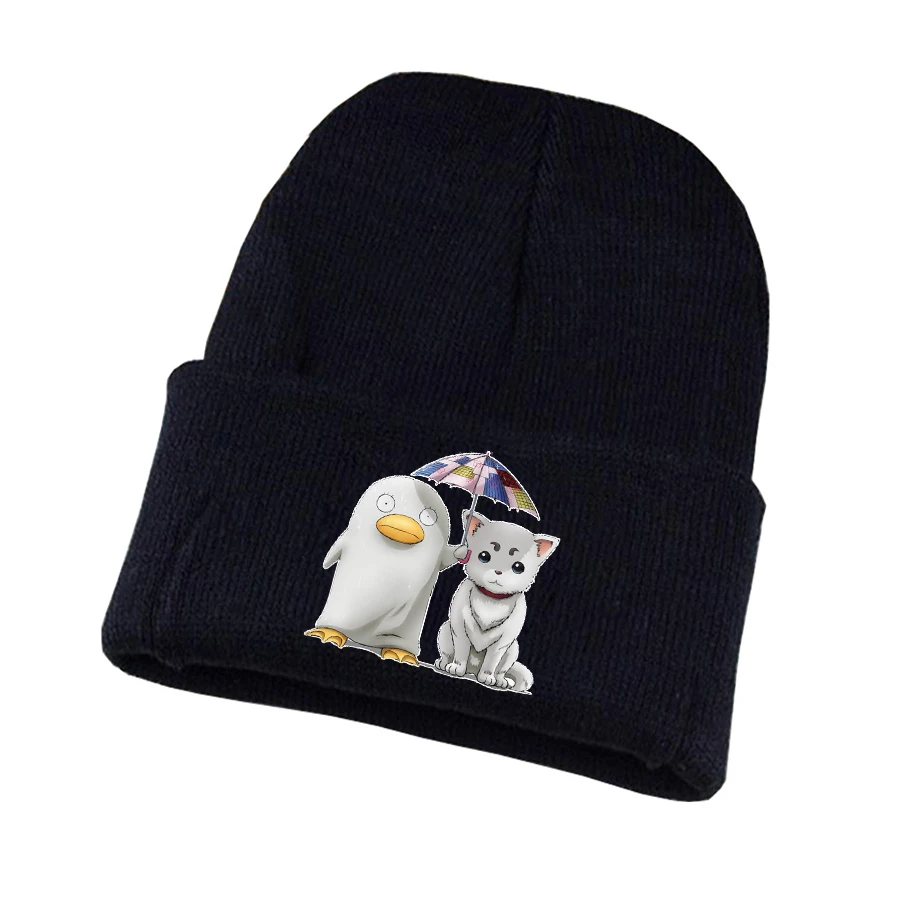 Вязаная шапка Gintama с аниме для косплея Повседневная хлопковая унисекс принтом