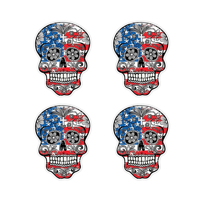 

OSMdecals-Grunge American Flag Fine Sugar Skull Sticker Series 1-Caravia Waterproof Car Decal Bumper Motorcycle Helmet Sticker