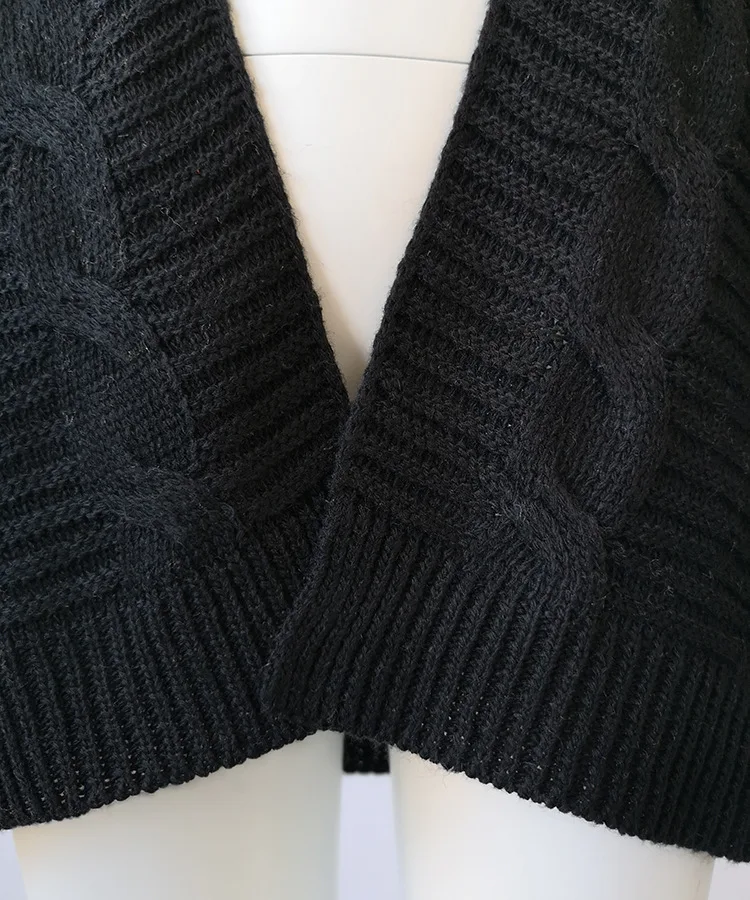 Tmwevn европейский и американский сплошной цвет средней длины толстый вязаный