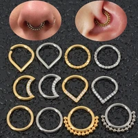 g23 titanium piercing jewelry helix nose ring hinge clicker zircon heart moon tragus daith piercing nostril pircing septum hoop