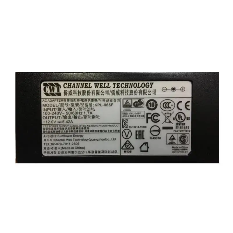 Оригинальное зарядное устройство с адаптером переменного тока для 12 в а 65 Вт CWT