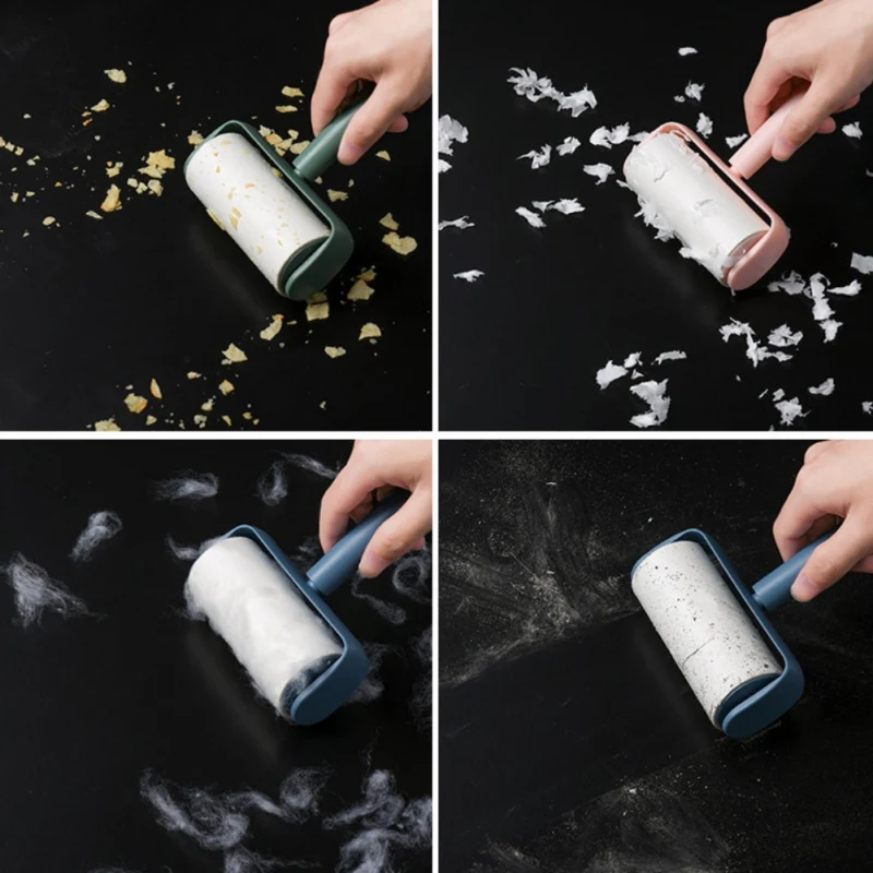 

3 Colors Lint Roller Cleaner Sticky Roller Tearable Sticky Dust Paper Hair Remover Kit with Handle Adhesive Brush Clothes Brush