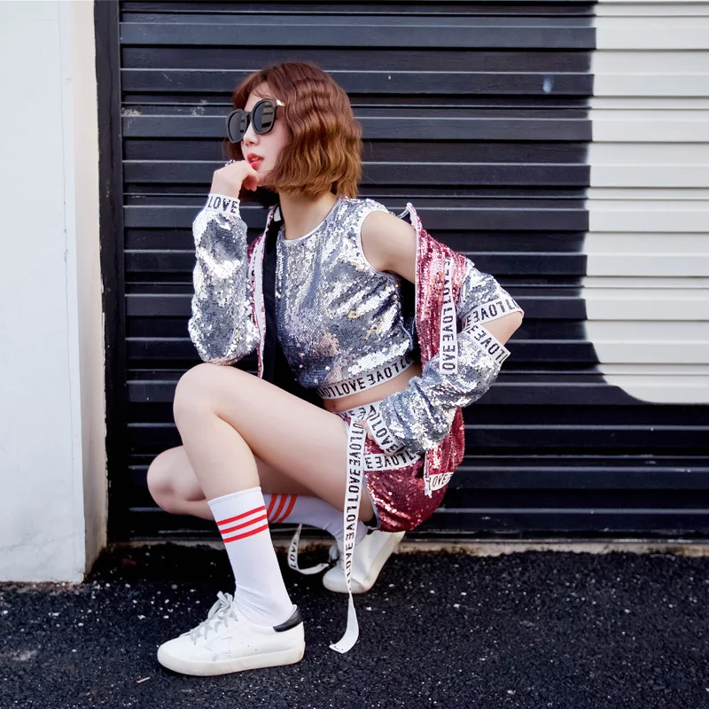 Танцевальные костюмы для джазовых женщин танцевальные серебряного цвета с