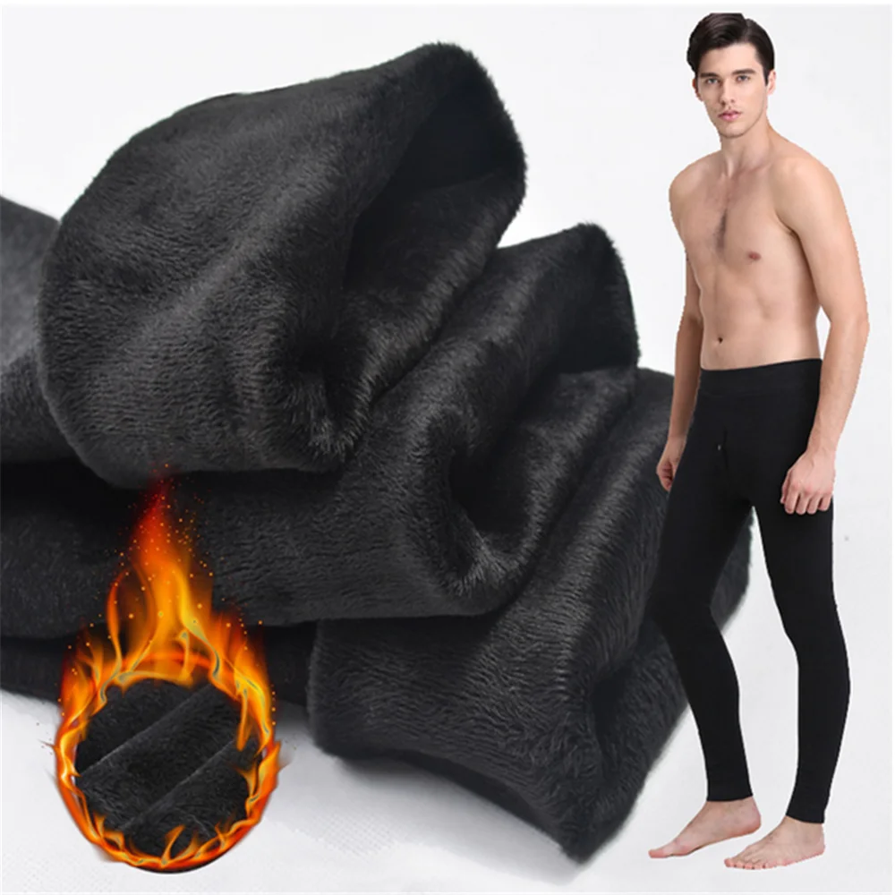 

Winter Warm Pants Thermal Underwear For Men Long Johns Thick Fleece Leggings Wear Size XL To 6XL Villus