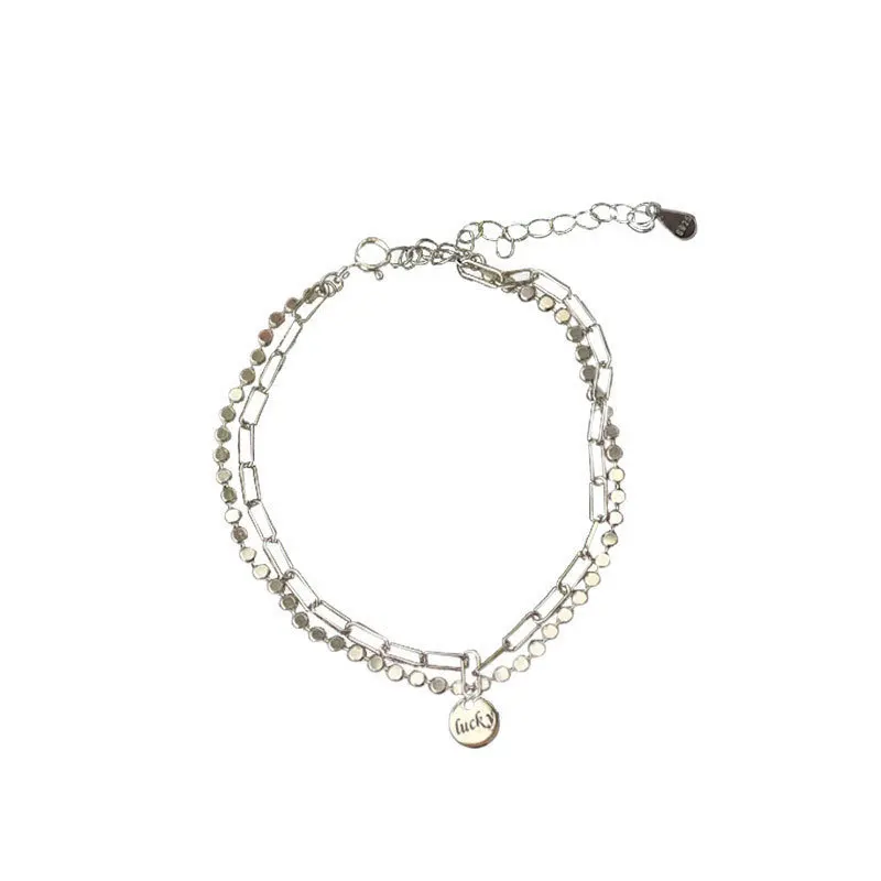 

S925 Pure Silver Simple Double Layer Original Girl Bracelet
