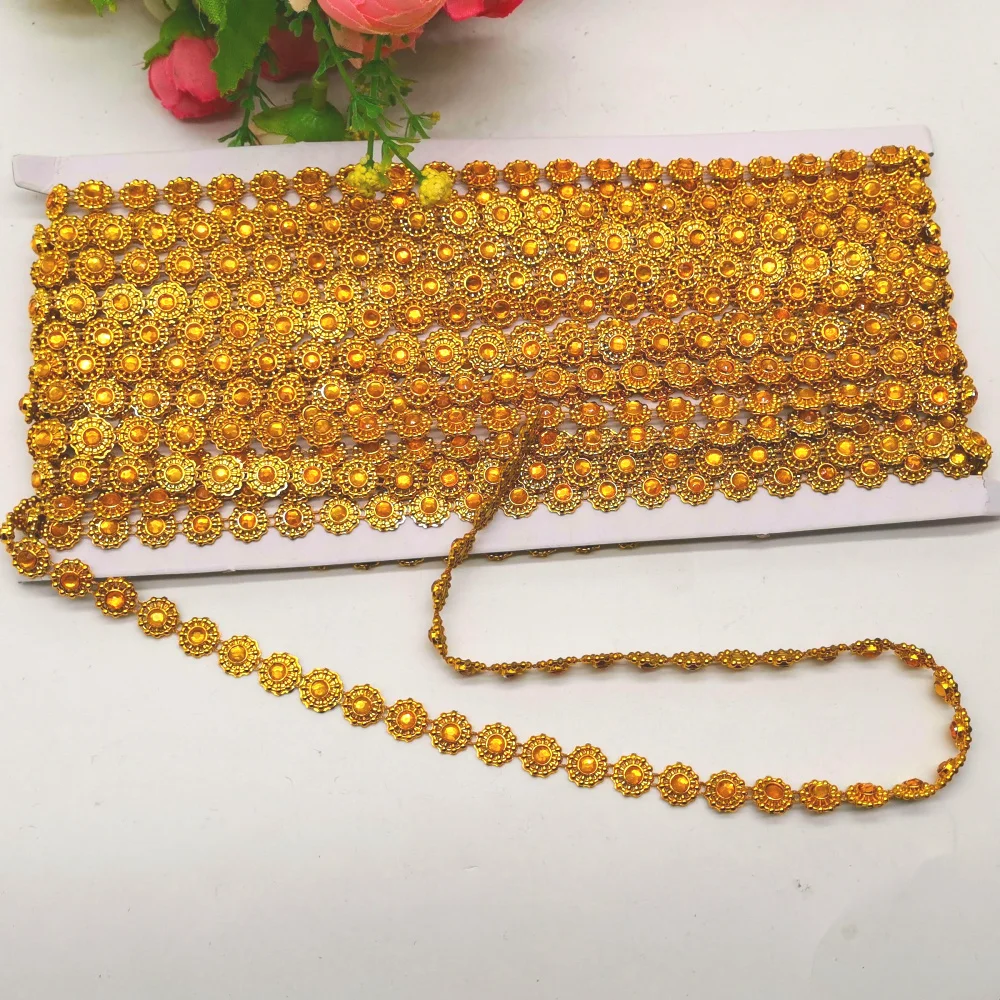 Хрустальные цепочки Золотая и серебряная Алмазная лента Кружевная аппликация 9