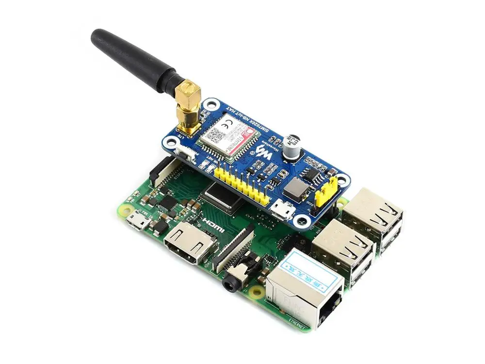 Waveshare NB-IoT HAT для Raspberry Pi, на основе SIM7020E, B1/B3/B5/B8/B20/B28 диапазонов, для Европы, Азии, Африки, Австралии