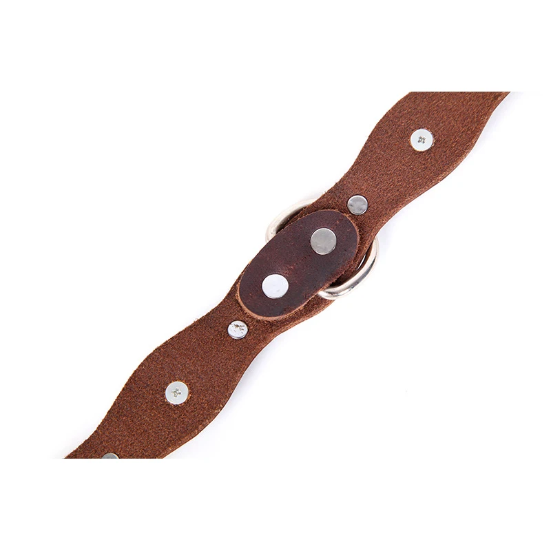 Регулируемый натуральная кожа Собака волна с бриллиантами ошейник для больших