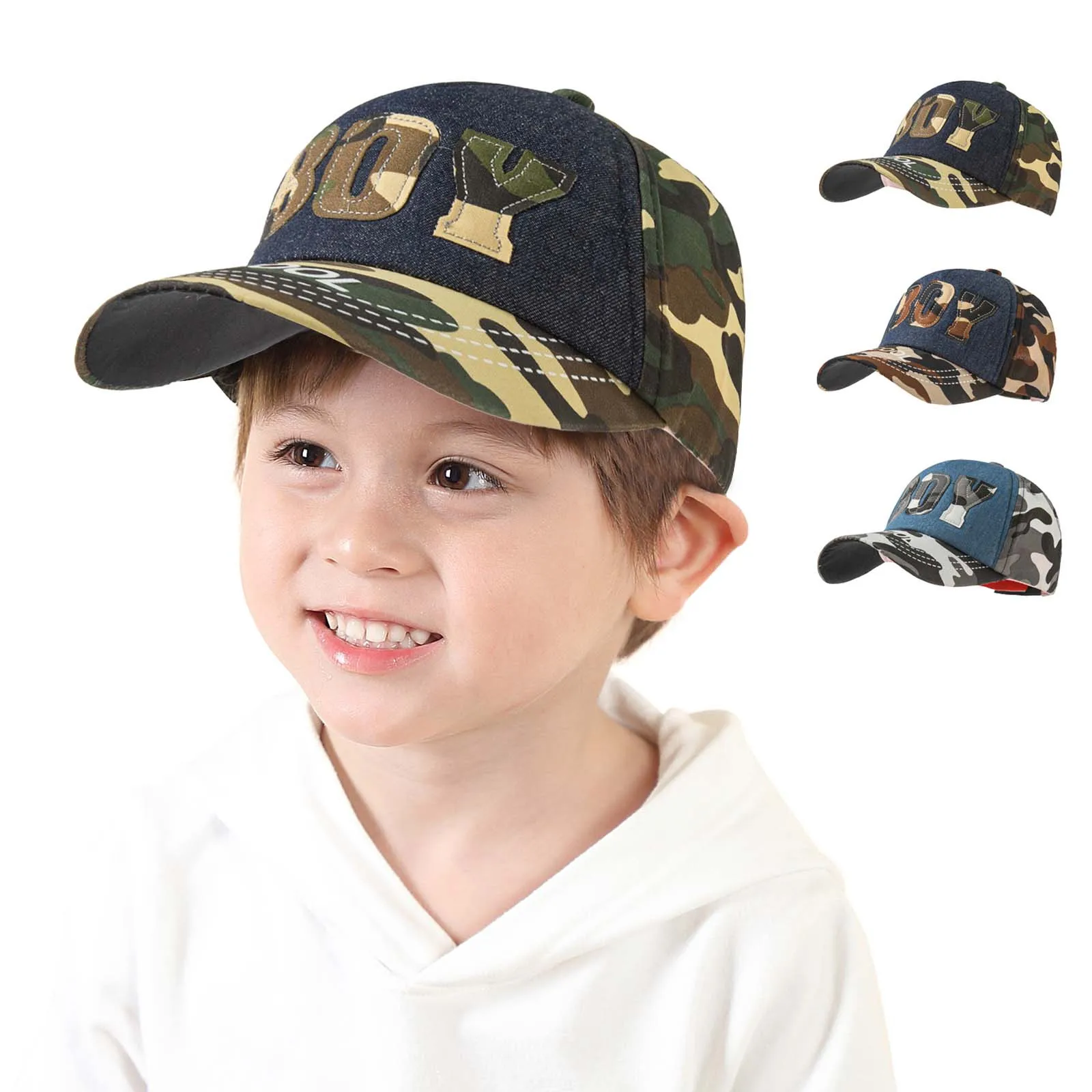 

Embroidery Adjustable Baby Boys Camouflage Baseball Adjustable Velcro Cap Casual Children's Hat панамка для малика 50*