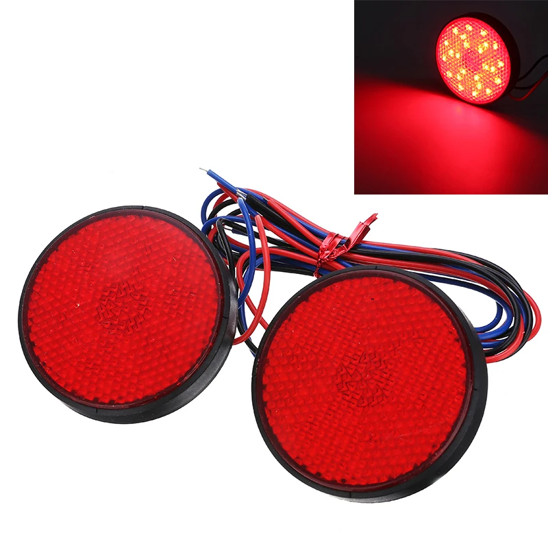 

1Pair Red 12V 24LED Motorcycle Round Reflector Tail Brake Turn Signal Light Lamp For ATV Off-road Scooter