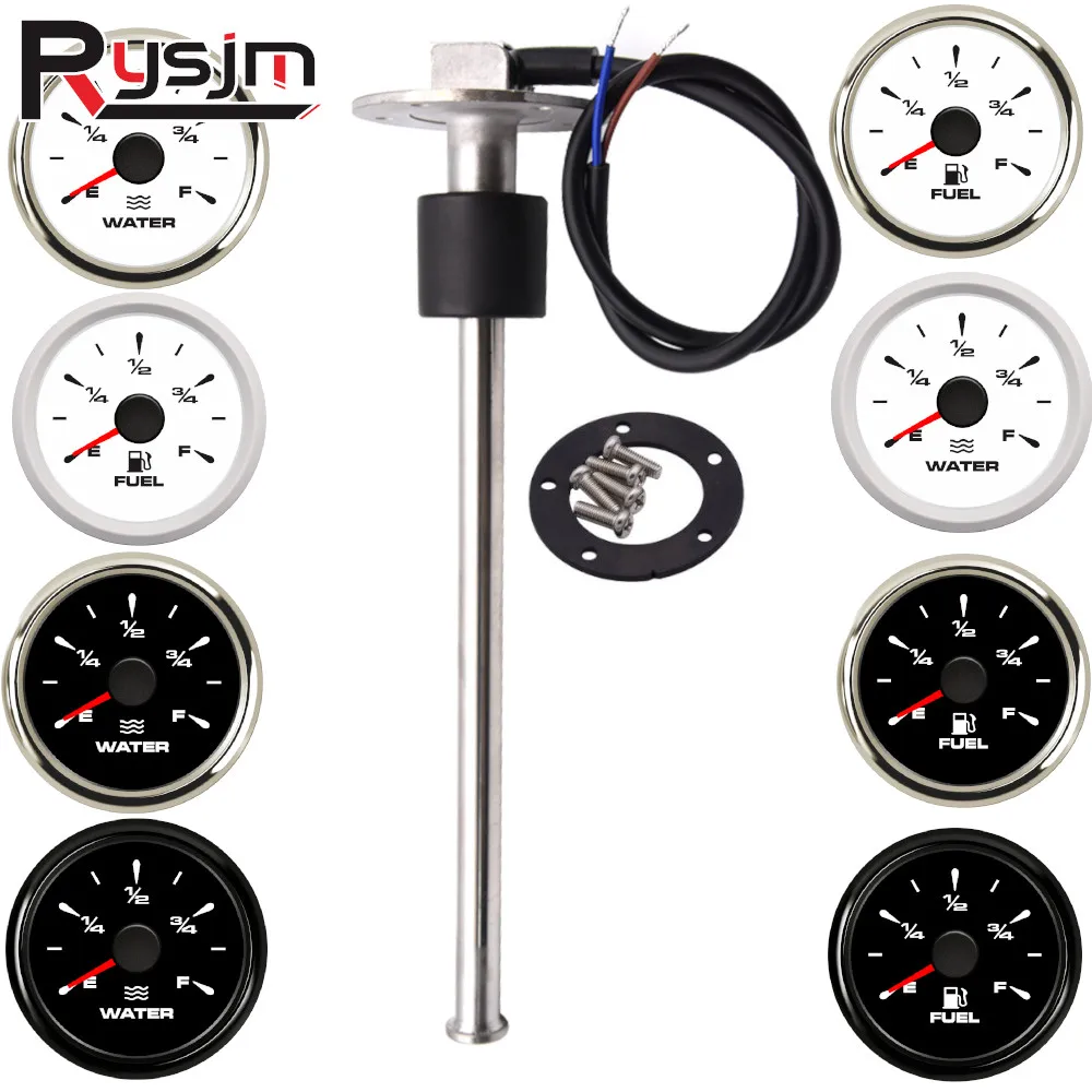 52mm Boat Car Fuel Level Gauges 0-190ohm 240-33ohm Fuel Level Meters Marine Water Level gauge Sensor Sender Unit for yacht 9-32V