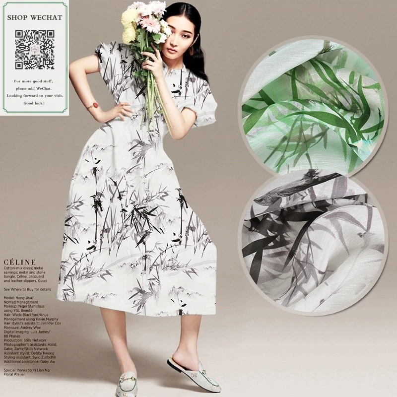 50CM * 135CM/Chinese Style Silk ma mian liao Dress Cheongsam Hanfu Cloth silk Hemp Printing DIY Materials China Silk|Шелковые ткани| |