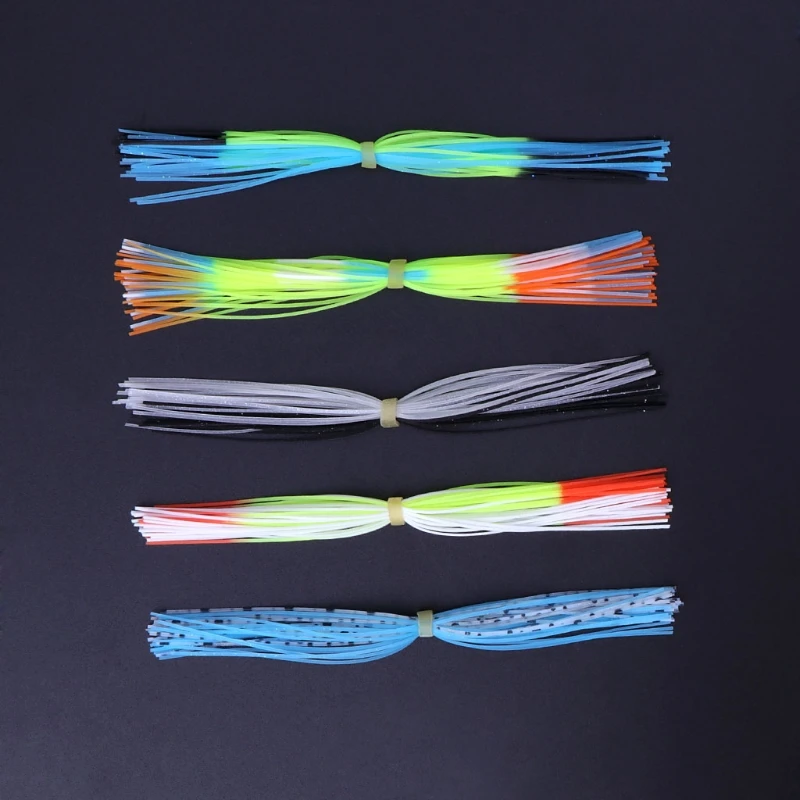 

40 Pcs/Strands Fishing Skirts Silicone Rubber Jig Squid Lure Spinner Bait Thread R58B