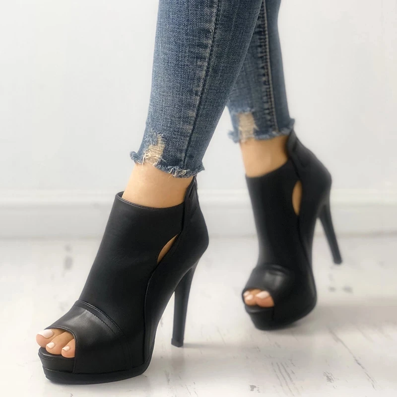 

2020 New Women Pumps Spring Fall Office Shoes Breathable Hollow Out Square Heel Boots Woman Platform Heels Party Wedding Shoes