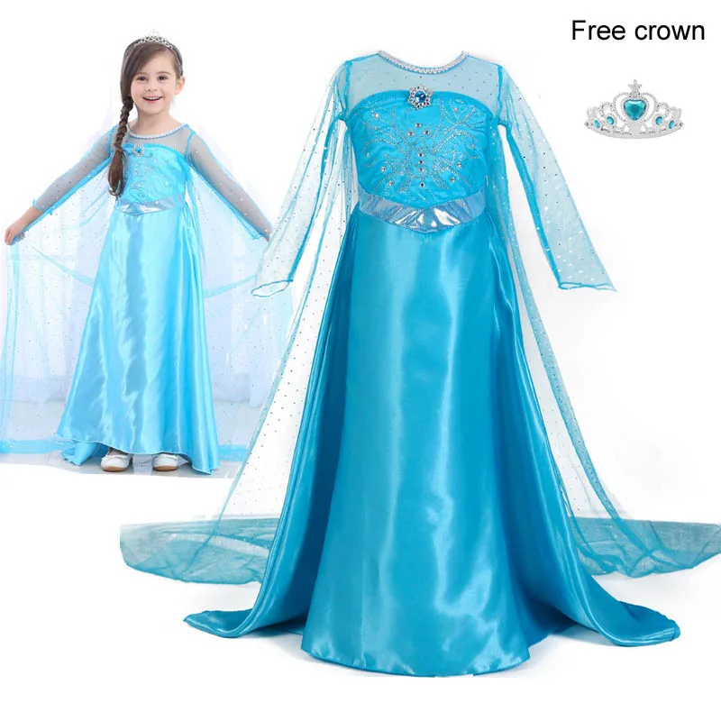 

Модная детская одежда на Хэллоуин костюм принцессы Эльзы для вечеринки косплей платье с длинным рукавом Детские платья для девочек
