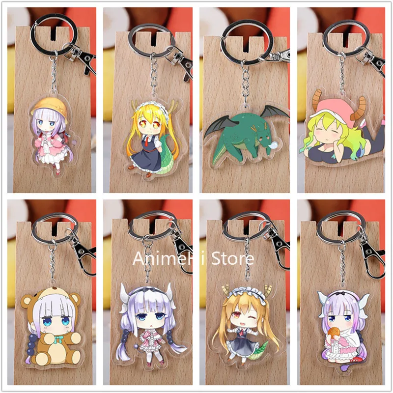 

20 pcs/lot Miss Kobayashi's Dragon Maid Acrylic Keychain Toy Kanna Tohru Figure Bag Pendant Key Ring Gifts