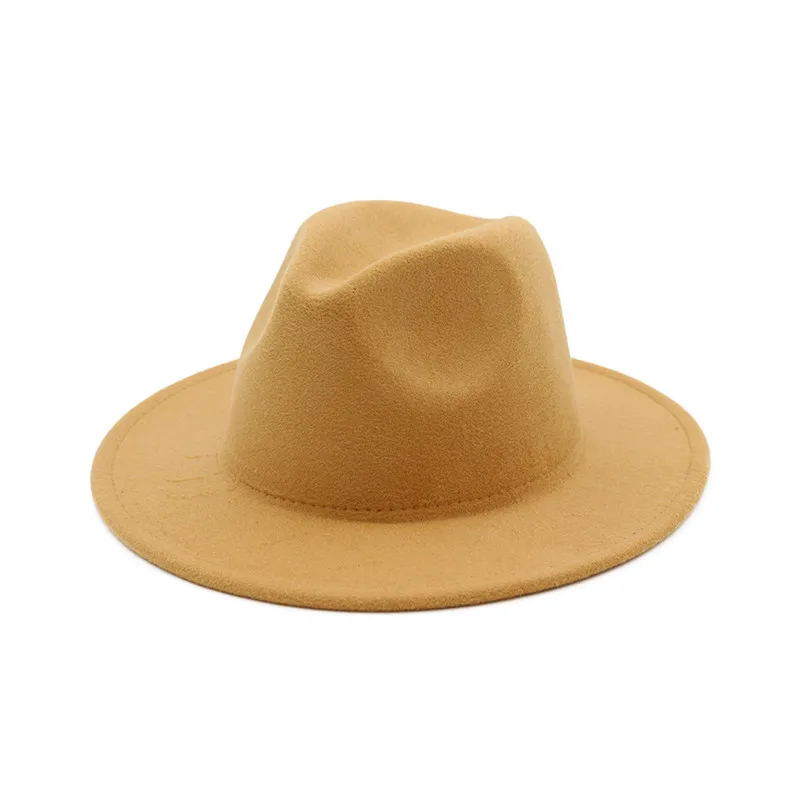 

X3004 Unisex Woolen Hat Women's Fedora Hat Fashion British Style Pepper Choking Mouth Caps Large Brimmed Light Board Hat