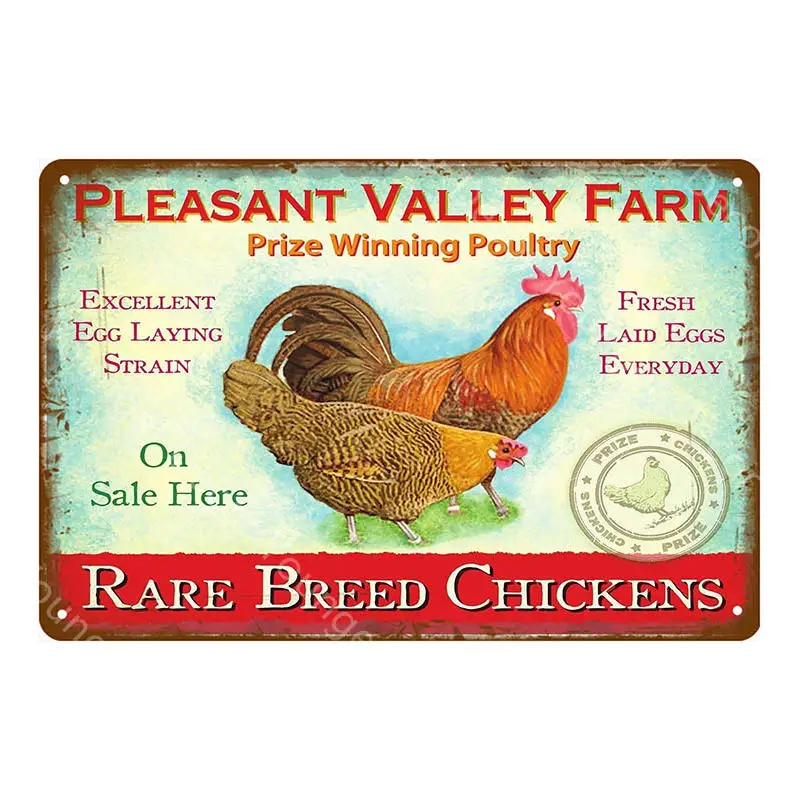 YD7903BI Fresh Eggs Black Grouse Metal Signs Beef Cow Chicken Meat Collection Poster Vintage Wall Painting Craft Farm House Decor YI-164 - Цвет: YD7903BI