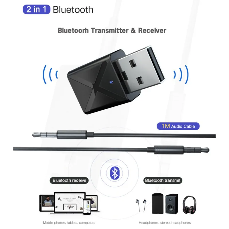 Новый USB Bluetooth передатчик и приемник 2-в-1 Беспроводной аудио адаптер 5 0 для ТВ