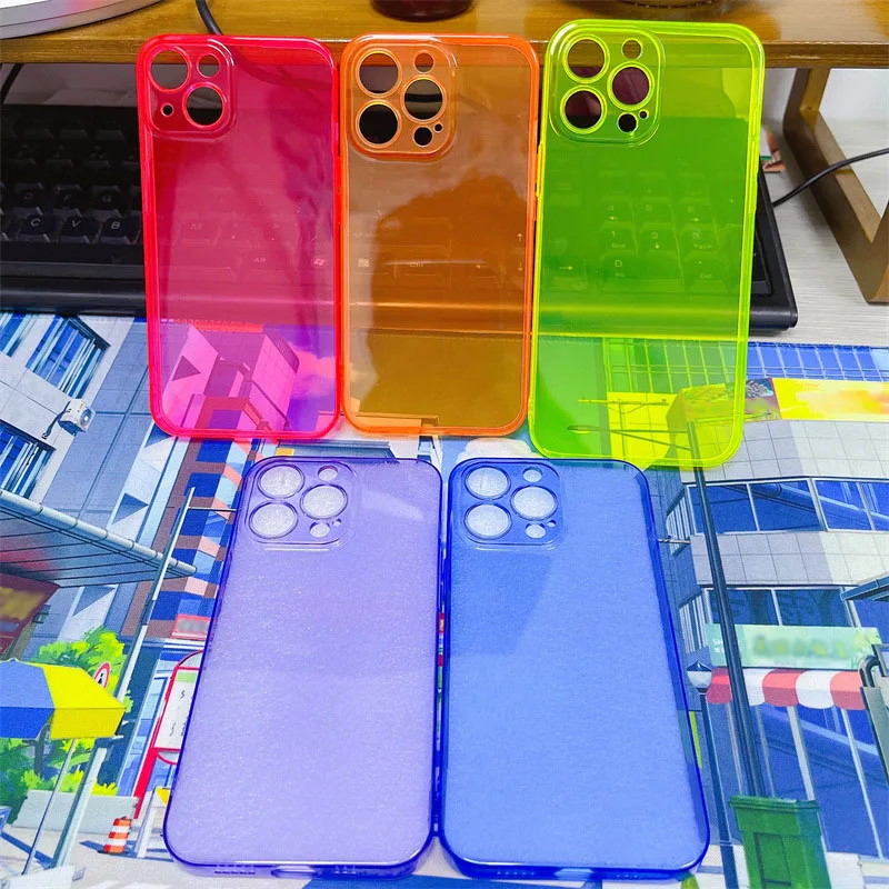 Яркий Цветной неоновый флуоресцентный однотонный чехол для телефона iPhone 13 Pro Max