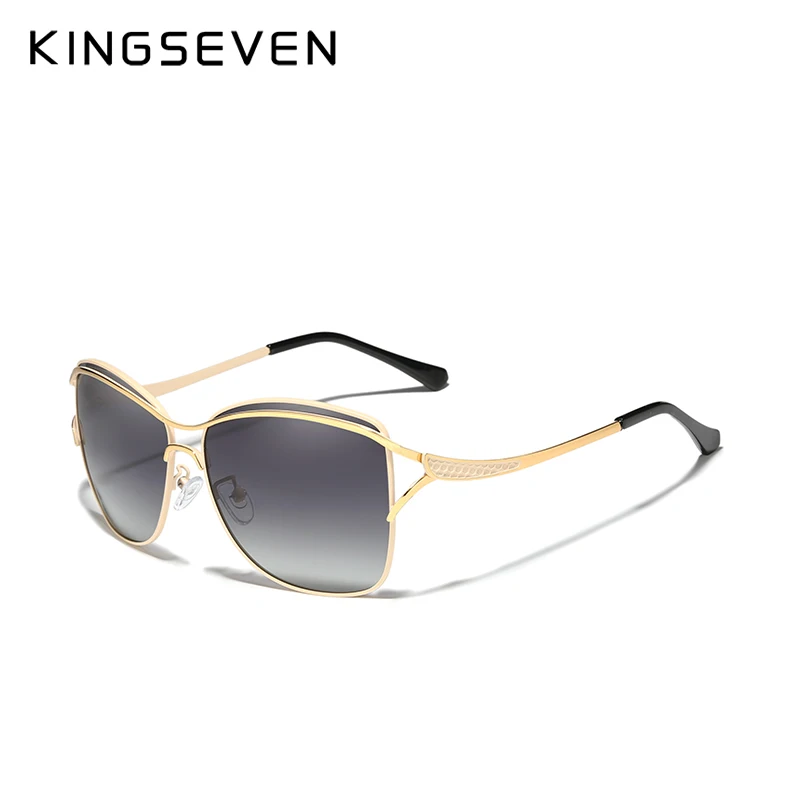 Gold Gradient Gray KINGSEVEN ретро женские солнцезащитные очки поляризованные Роскошные женские брендовые дизайнерские солнечные очки с градиентными линзами для женщин - Цвет линз: Gold Gradient Gray