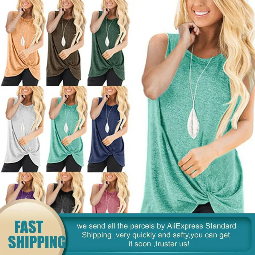 Korea Summer Women's O-Neck Shirts Casual Solid Sleeveless Tops Tunics Women Tied Chiffon Blouse Female Blusas Plus Size | Женская