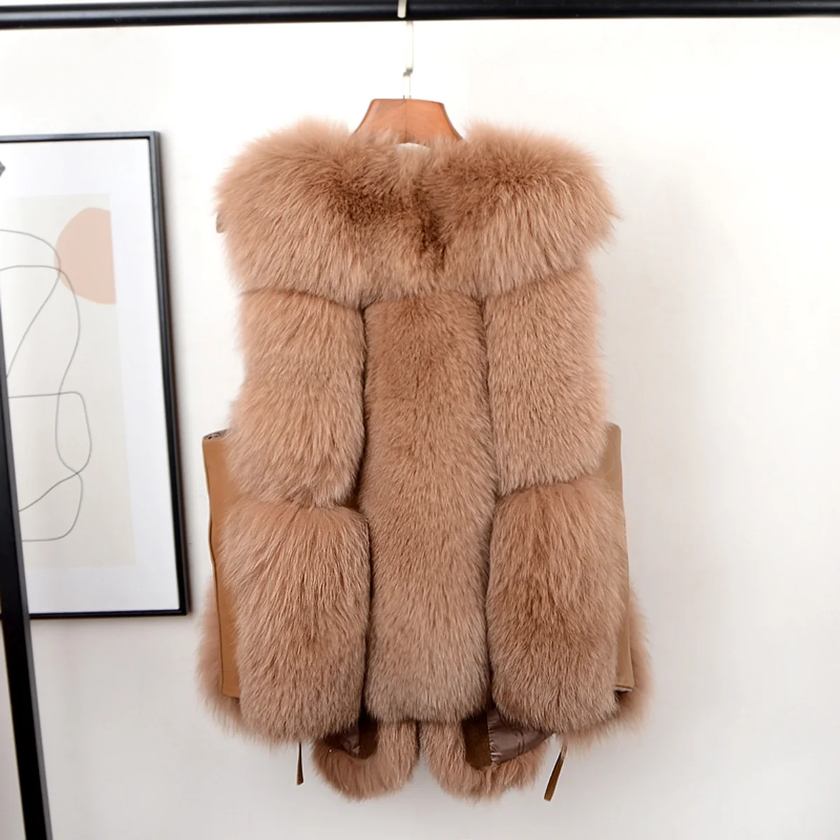 Natural fox fur waistcoat, full fur women's jacket, fox fur top, outer wear leather grass waistcoat, noble clothing